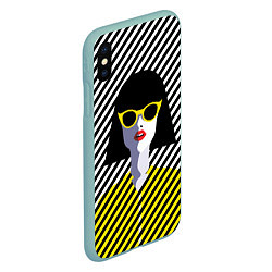 Чехол iPhone XS Max матовый Pop art girl, цвет: 3D-мятный — фото 2