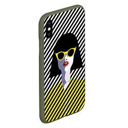 Чехол iPhone XS Max матовый Pop art girl, цвет: 3D-темно-зеленый — фото 2