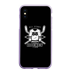 Чехол iPhone XS Max матовый Hockey Team, цвет: 3D-светло-сиреневый