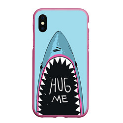 Чехол iPhone XS Max матовый Shark: Hug me, цвет: 3D-малиновый