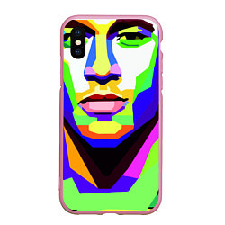 Чехол iPhone XS Max матовый Неймар да Силва, цвет: 3D-розовый