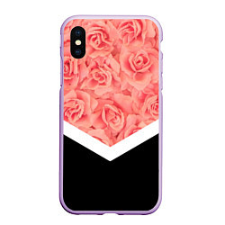Чехол iPhone XS Max матовый Розовые розы, цвет: 3D-сиреневый