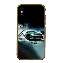 Чехол iPhone XS Max матовый Призрачный Ford Mustang, цвет: 3D-коричневый