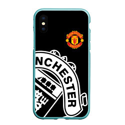 Чехол iPhone XS Max матовый Man United: Black Collection, цвет: 3D-мятный