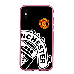 Чехол iPhone XS Max матовый Man United: Black Collection