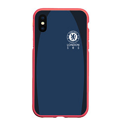 Чехол iPhone XS Max матовый Chelsea FC: London SW6, цвет: 3D-красный