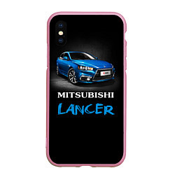 Чехол iPhone XS Max матовый Mitsubishi Lancer, цвет: 3D-розовый