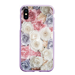 Чехол iPhone XS Max матовый Букет из роз, цвет: 3D-сиреневый
