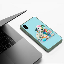 Чехол iPhone XS Max матовый Юный художник, цвет: 3D-темно-зеленый — фото 2