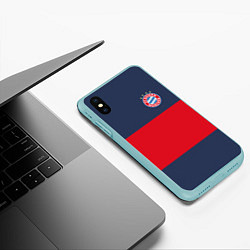 Чехол iPhone XS Max матовый Bayern Munchen - Red-Blue FCB 2022 NEW, цвет: 3D-мятный — фото 2