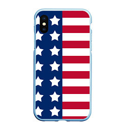 Чехол iPhone XS Max матовый USA Flag, цвет: 3D-голубой