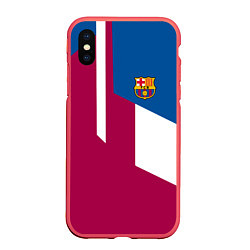 Чехол iPhone XS Max матовый FC Barcelona 2018, цвет: 3D-красный