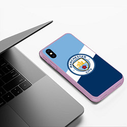 Чехол iPhone XS Max матовый FC Manchester City: Colors, цвет: 3D-сиреневый — фото 2