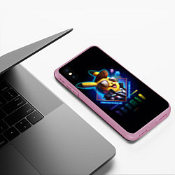 Чехол iPhone XS Max матовый Retro Pikachu, цвет: 3D-розовый — фото 2