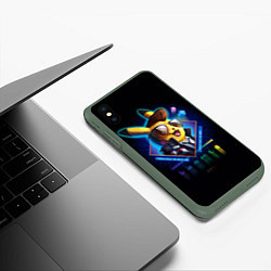 Чехол iPhone XS Max матовый Retro Pikachu, цвет: 3D-темно-зеленый — фото 2