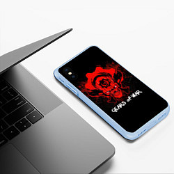 Чехол iPhone XS Max матовый Gears of War: Red Skull, цвет: 3D-голубой — фото 2