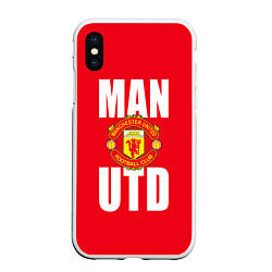 Чехол iPhone XS Max матовый Man Utd, цвет: 3D-белый