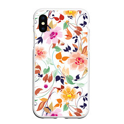 Чехол iPhone XS Max матовый Нежные цветы, цвет: 3D-белый