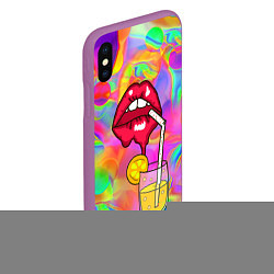 Чехол iPhone XS Max матовый Cocktail lips, цвет: 3D-фиолетовый — фото 2