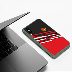 Чехол iPhone XS Max матовый Man UTD FC: Sport Line 2018, цвет: 3D-темно-зеленый — фото 2