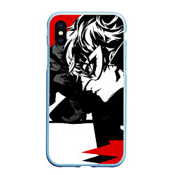 Чехол iPhone XS Max матовый Persona 5, цвет: 3D-голубой