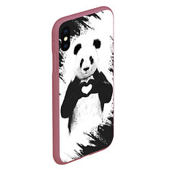 Чехол iPhone XS Max матовый Panda Love, цвет: 3D-малиновый — фото 2