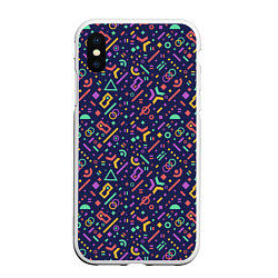 Чехол iPhone XS Max матовый Chaos of geometria, цвет: 3D-белый