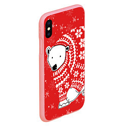 Чехол iPhone XS Max матовый Новогодний медведь, цвет: 3D-баблгам — фото 2