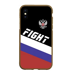 Чехол iPhone XS Max матовый Fight Russia