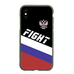 Чехол iPhone XS Max матовый Fight Russia, цвет: 3D-темно-зеленый