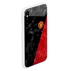 Чехол iPhone XS Max матовый FC Manchester United: Abstract, цвет: 3D-белый — фото 2