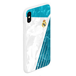 Чехол iPhone XS Max матовый FC Real Madrid: Abstract, цвет: 3D-белый — фото 2