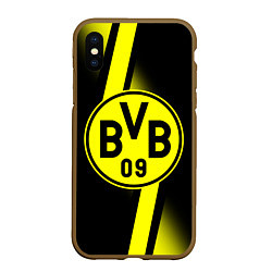 Чехол iPhone XS Max матовый FC Borussia Dortmund: Storm, цвет: 3D-коричневый