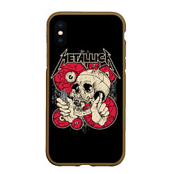 Чехол iPhone XS Max матовый Metallica Skull, цвет: 3D-коричневый