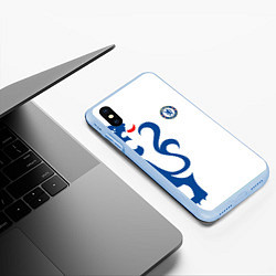 Чехол iPhone XS Max матовый FC Chelsea: White Lion, цвет: 3D-голубой — фото 2