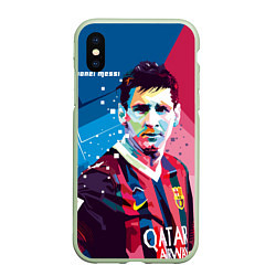 Чехол iPhone XS Max матовый Lionel Messi, цвет: 3D-салатовый