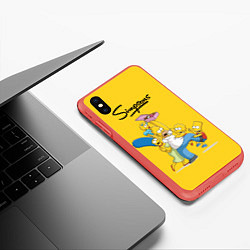 Чехол iPhone XS Max матовый Simpsons Family, цвет: 3D-красный — фото 2