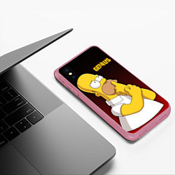 Чехол iPhone XS Max матовый Homer Genius, цвет: 3D-малиновый — фото 2