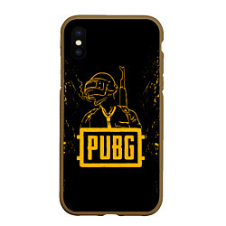 Чехол iPhone XS Max матовый PUBG: Black Soldier, цвет: 3D-коричневый