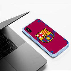 Чехол iPhone XS Max матовый FC Barcelona: Purple & Blue, цвет: 3D-голубой — фото 2