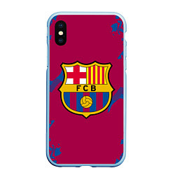 Чехол iPhone XS Max матовый FC Barcelona: Purple & Blue, цвет: 3D-голубой