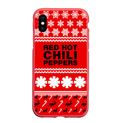 Чехол iPhone XS Max матовый RHCP: New Year, цвет: 3D-красный