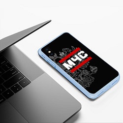 Чехол iPhone XS Max матовый МЧС: герб РФ, цвет: 3D-голубой — фото 2