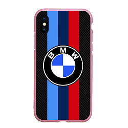 Чехол iPhone XS Max матовый BMW SPORT, цвет: 3D-розовый