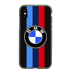 Чехол iPhone XS Max матовый BMW SPORT, цвет: 3D-темно-зеленый