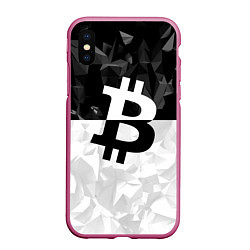 Чехол iPhone XS Max матовый Bitcoin: Poly Style, цвет: 3D-малиновый