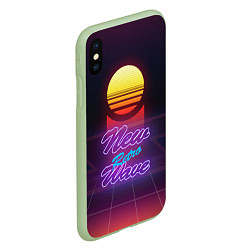 Чехол iPhone XS Max матовый New Retro Wave, цвет: 3D-салатовый — фото 2