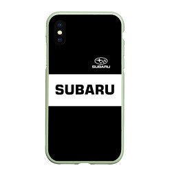 Чехол iPhone XS Max матовый Subaru: Black Sport, цвет: 3D-салатовый