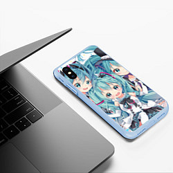 Чехол iPhone XS Max матовый Hatsune Miku, цвет: 3D-голубой — фото 2