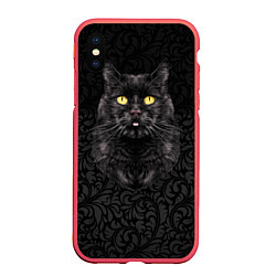 Чехол iPhone XS Max матовый Чёрный котик
